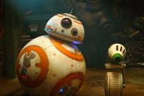 Droids BB-8, left, and D-O are seen in a scene from "Star Wars: The Rise of Skywalker." (Lucasf ...