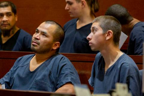 Gerardo Aparicio, 35, left, and Oscar Reyes, 19, both charged for murder, appear at their court ...