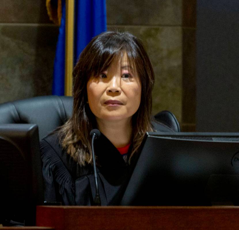 Las Vegas Justice of the Peace Pro-Tem Jeannie Hua listens to the defense attorney for Gerardo ...