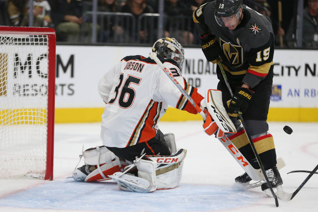 during the first period of their NHL hockey game at T-Mobile Arena in Las Vegas, Tuesday, Dec. ...