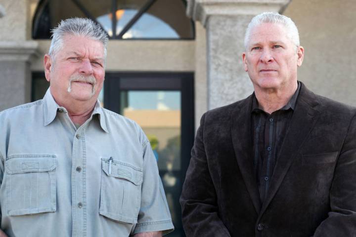 Boulder Township deputy constable Steve Kilgore, right, joined the office of Steve Hampe, left, ...
