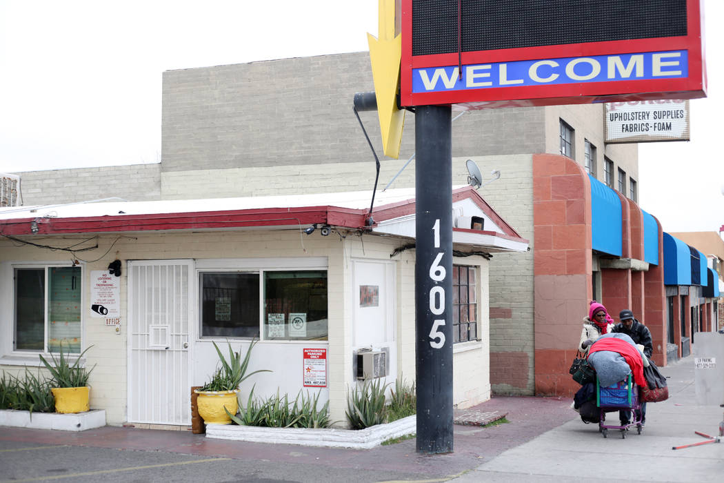 The Economy Motel is pictured at 1605 Fremont St., in Las Vegas on Monday, Dec. 23, 2019. Eliza ...
