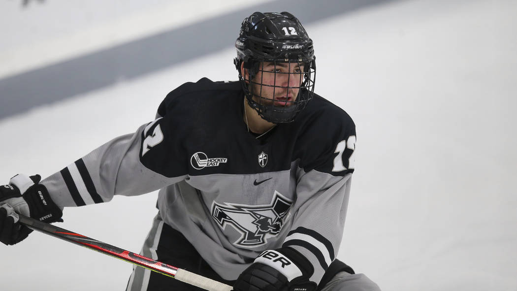 Providence's Jack Dugan (12) during an NCAA hockey game against Colgate on Friday, Nov. 1, 2019 ...
