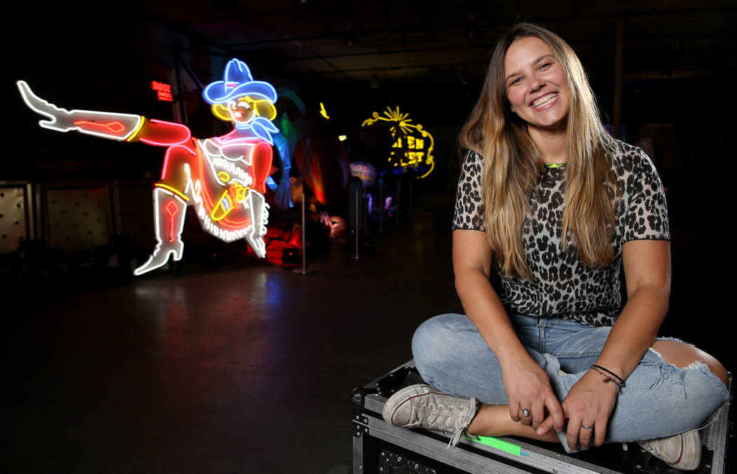 Julie Henson, artist in residence for the Neon Museum, at the museum's NE10 Studio in Las Vegas ...