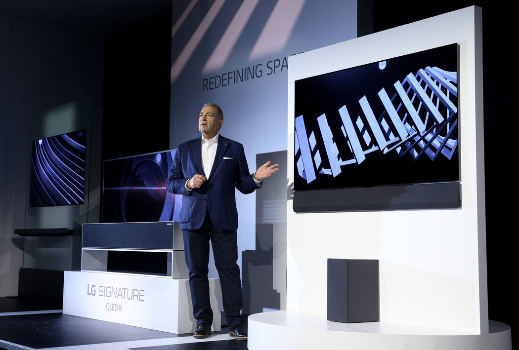 Tim Alessi, head of home entertainment product marketing LG Electronics USA, unveils new TVs, f ...