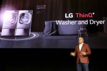 Brandt Varner, head of product management, home appliance for LG, Electronics, unveils the LG T ...
