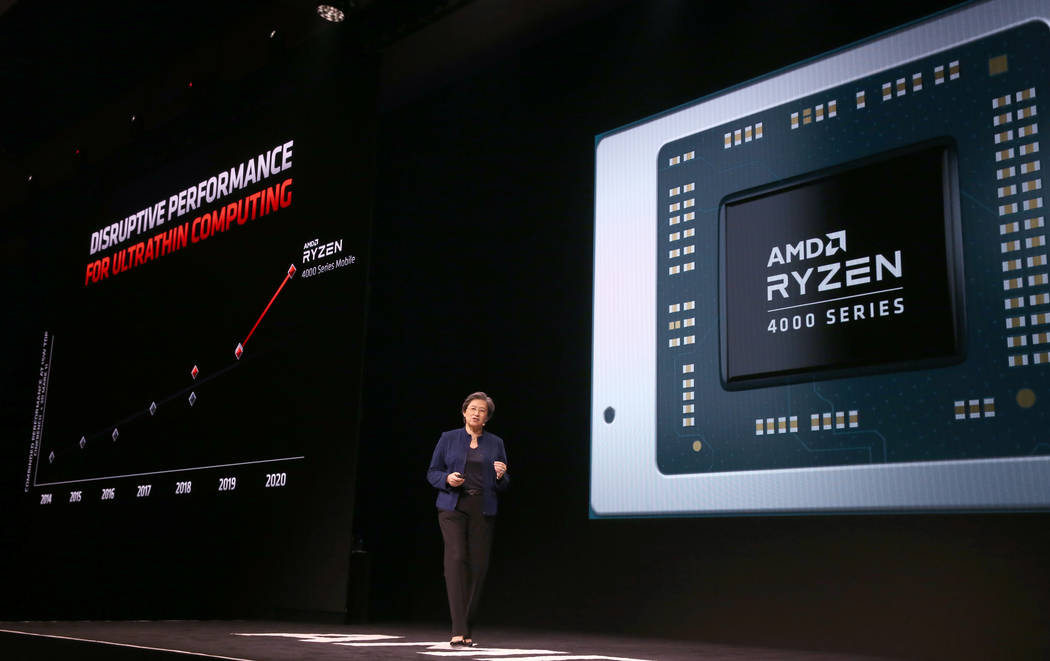 Lisa Su, CEO and president of Advanced Micro Devices, unveils the Ryzen 4000 during the AMD new ...