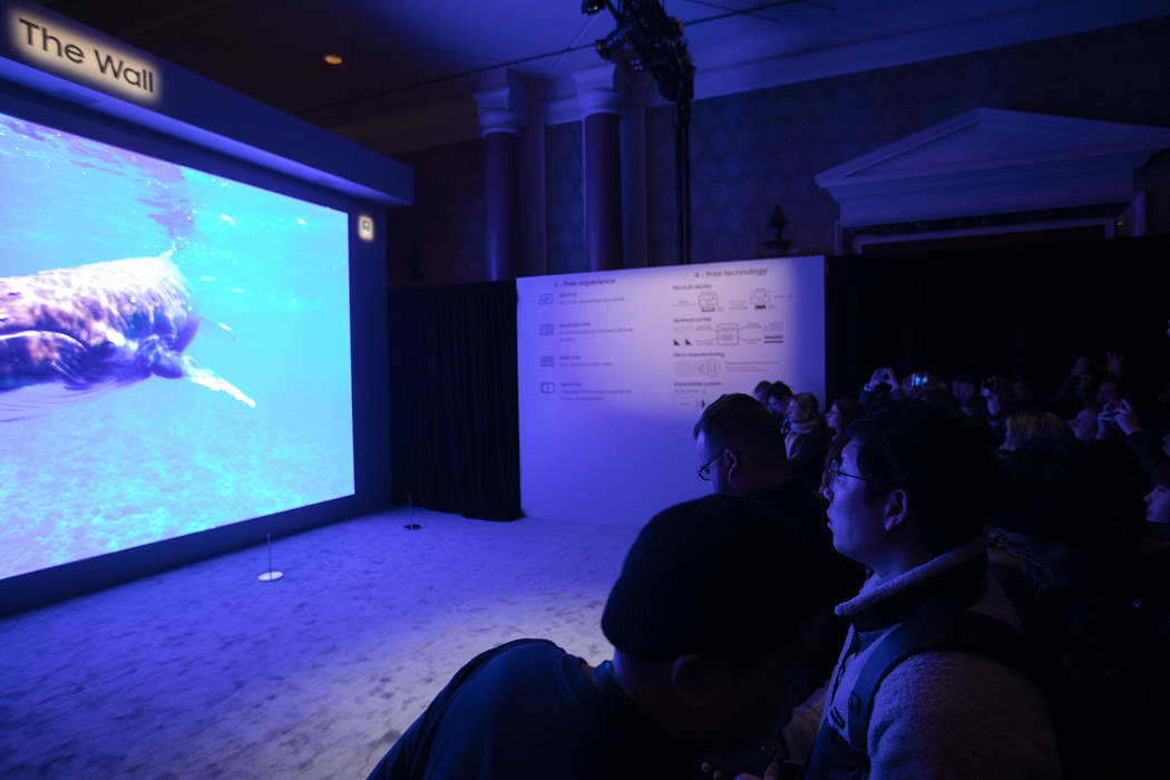 Samsung's CES 2020 First Look event features "The Wall," a TV that boasts a 15mm thickness, on ...