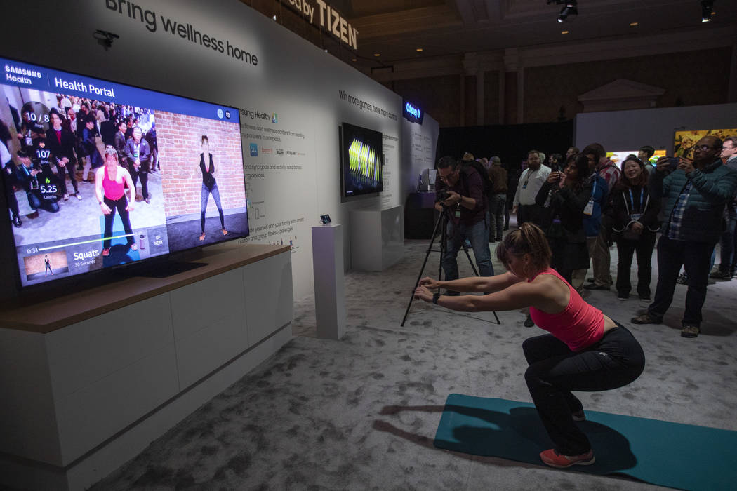 Samsung Health displays the Health Portal at Samsung's CES 2020 First Look event on Sunday, Jan ...