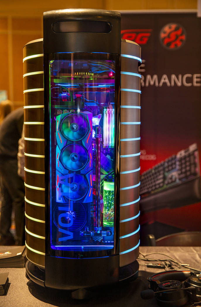 A new Volta high-end gaming PC tower on display during Pepcom's Digital Experience! CES at The ...