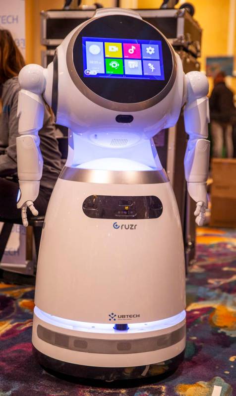The Cruzr cloud-based intelligent humanoid service robot by UBTECH on display during Pepcom's D ...