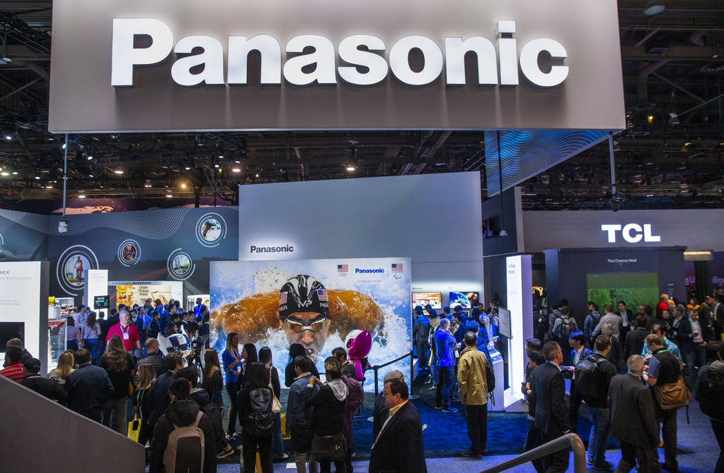 The Panasonic display area is in full swing at the start of CES Day 1 in Central Hall of the La ...
