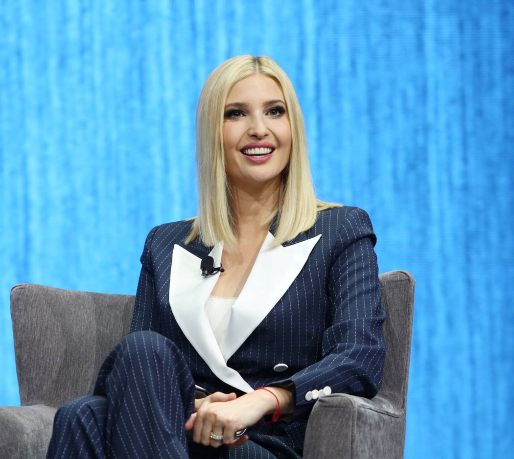 Ivanka Trump gives a keynote talk during the first day of CES 2020 at the Venetian Palazzo Ball ...