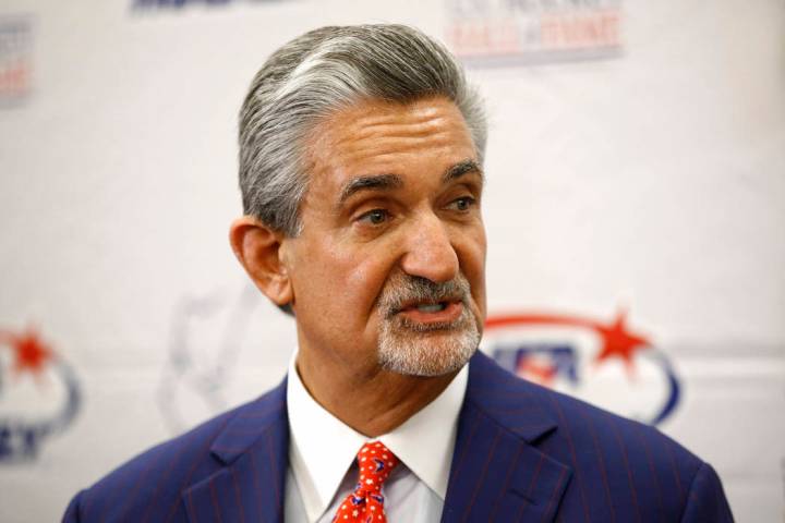 Washington Capitals team owner Ted Leonsis speaks with members of the press before accepting th ...