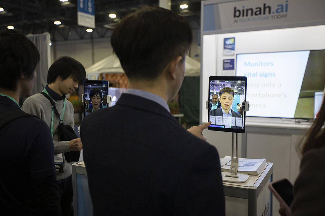 The Binah.ai app on Wednesday, Jan. 8, 2020, at CES at the Sands Expo and Convention Center in ...