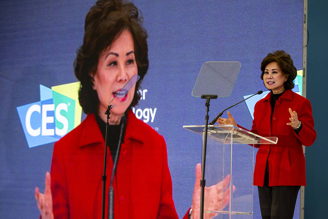 U.S. Secretary of Transportation Elaine Chao talks about technological advances in transportati ...