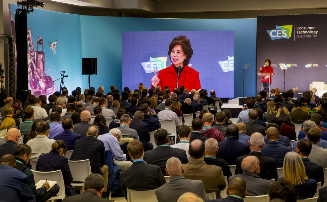 U.S. Secretary of Transportation Elaine Chao talks on the innovation of technological advances ...