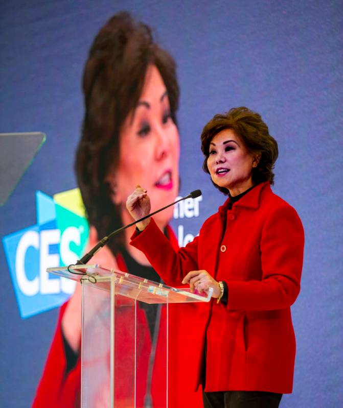 U.S. Secretary of Transportation Elaine Chao talks on the innovation of technological advances ...