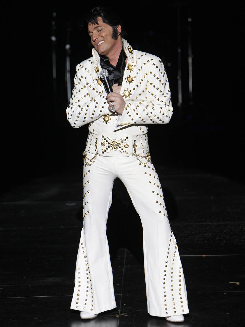 Elvis Presley tribute artist Trent Carlini performs during his show "Trent Carlini Elvolut ...