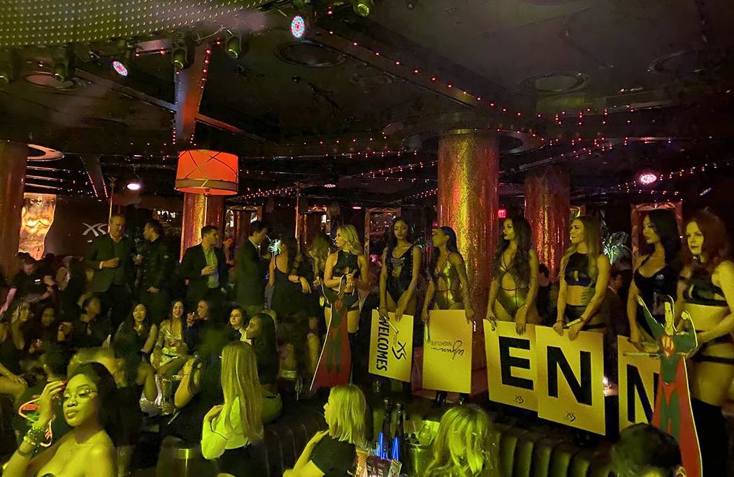 Fans and servers wait for Drake to perform at XS Nightclub at Encore on the Strip in Las Vegas ...