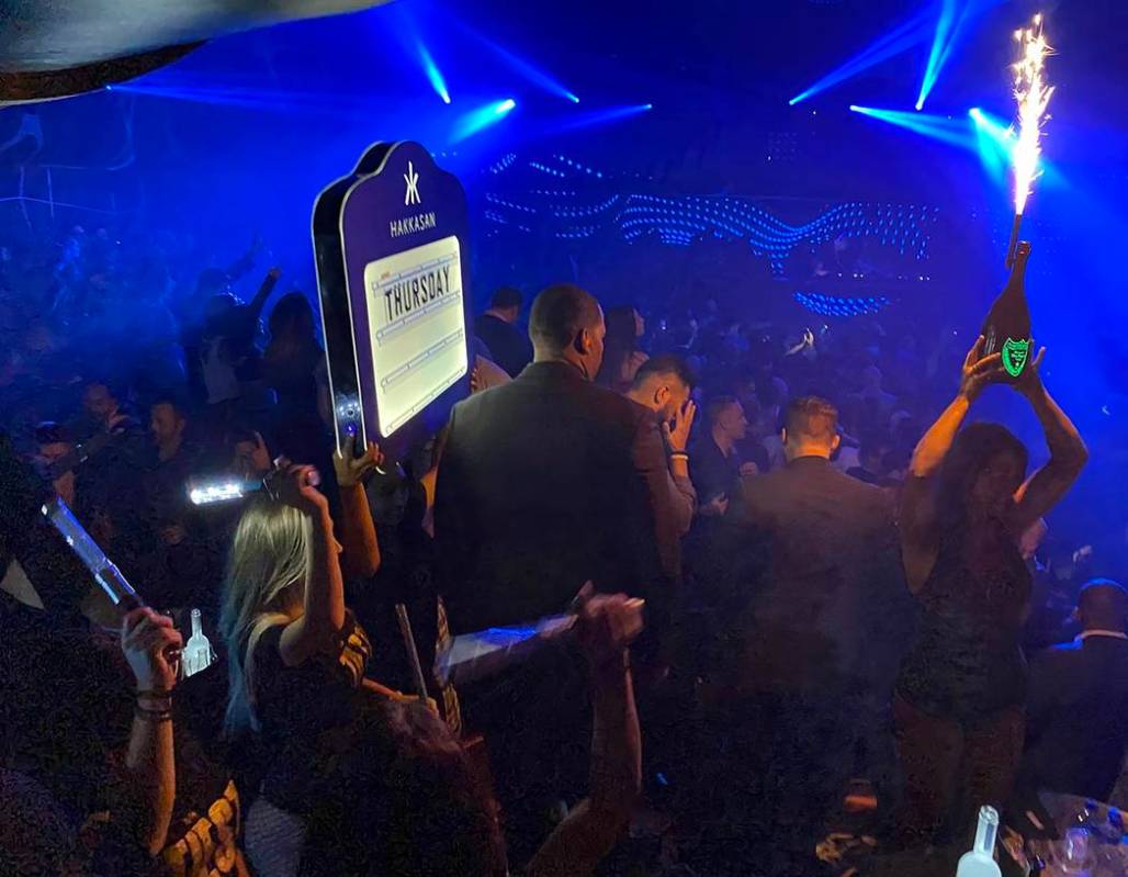Bottle service delivery during the CES DreamlandXR Closing Night Party at Hakkasan Nightclub at ...