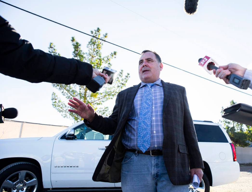 Margaret Rudin's attorney Greg Mullanax speaks outside Florence McClure Women's Correctional Ce ...