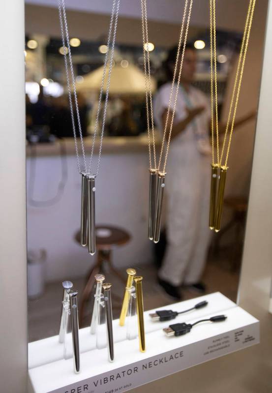 Crave vibrators, which come in necklace and ring form, are on display on Wednesday, Jan. 8, 202 ...