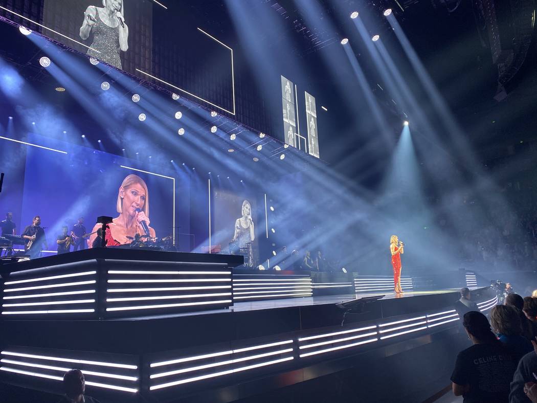 Celine Dion is shown performing at Bridgestone Arena in Nashville on Monday, Jan. 13, 2020. (Jo ...