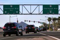 The intersection at Charleston Boulevard and 215 Beltway northbound in Las Vegas on Tuesday, Ma ...