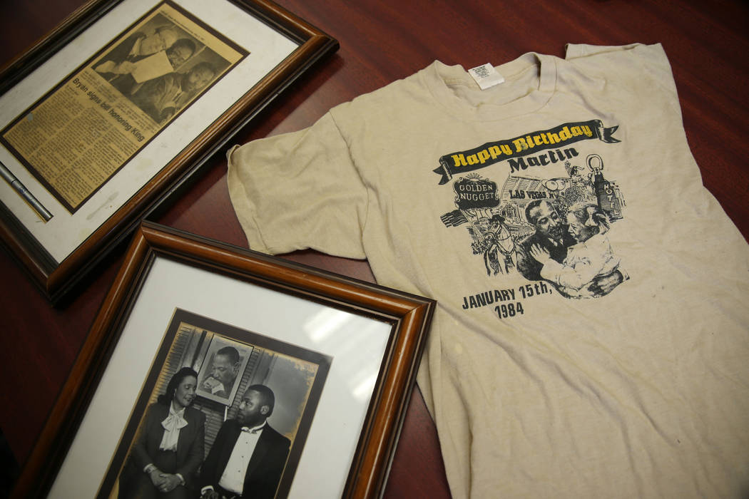 Martin Luther King Jr. memorabilia owned by Wendell P. Williams is photographed at Wendell Will ...