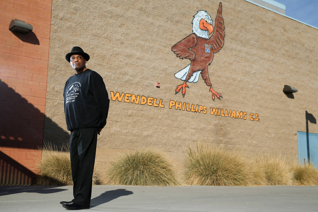 Wendell P. Williams is photographed at Wendell Williams Elementary in Las Vegas, Thursday, Jan. ...