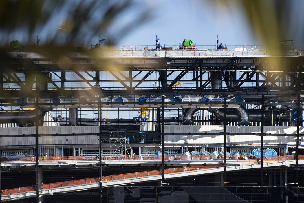 A view of Allegiant Stadium as construction progresses in Las Vegas on Monday, Jan. 13, 2020. ( ...