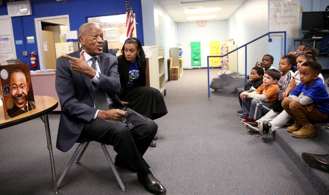 Robert Green, 86, a Las Vegas resident and close confidante of Martin Luther King Jr., talks to ...