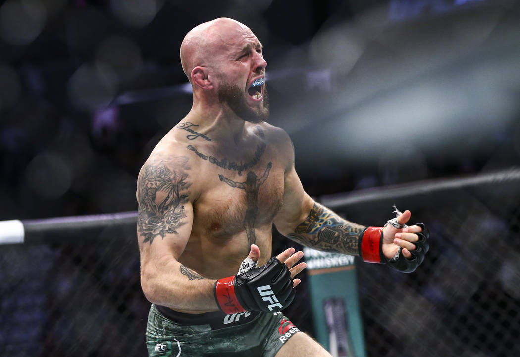 Brian Kelleher reacts after defeating Ode' Osbourne via rear-naked choke submission in their ba ...