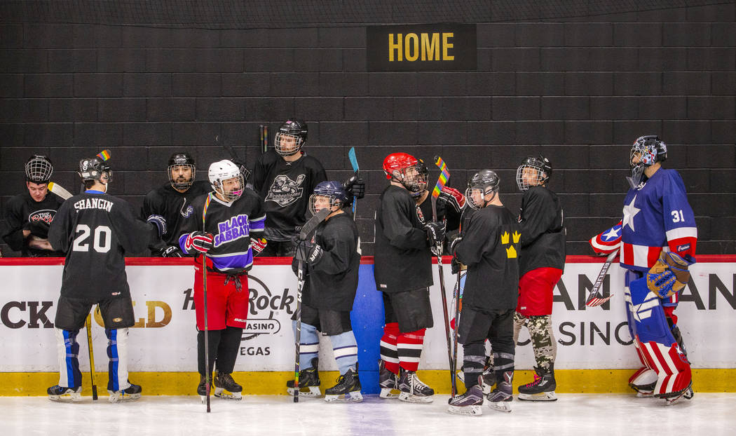 The Blackjacks take the ice before the start of their semi-finals game against the Flamingos du ...
