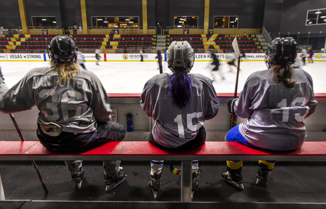 Team Flamingos players watch the action from the bench against the Blackjacks in their semi-fin ...