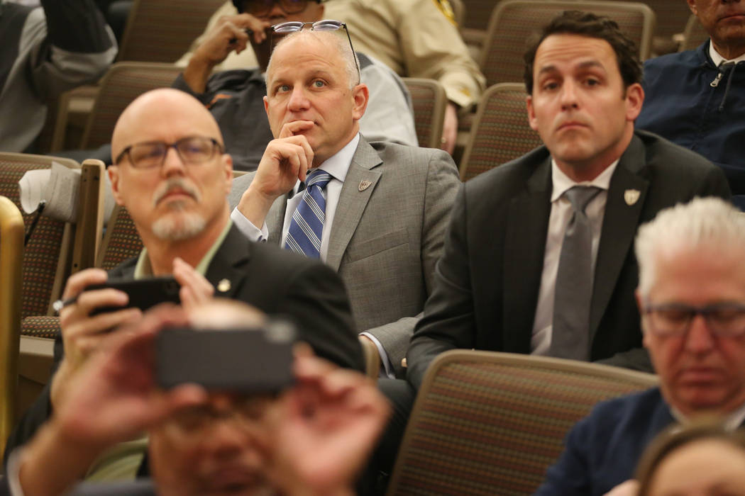 Raiders President Marc Badain, left, and Vice President of Business Development Brandon Doll, a ...