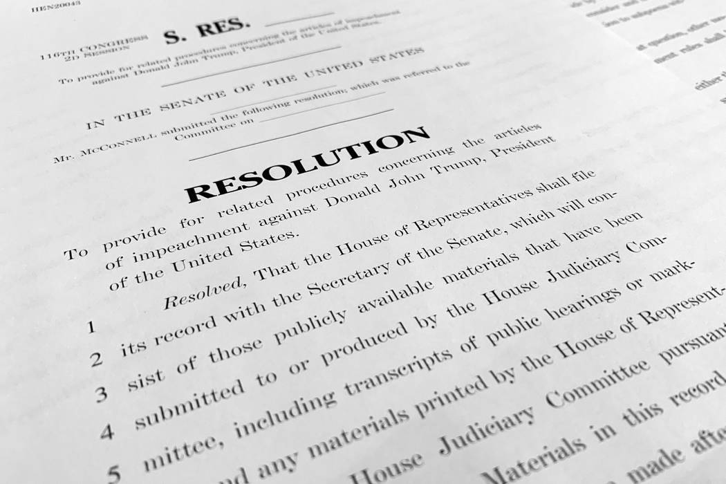 A copy of a Senate draft resolution to be offered by Senate Majority Leader Mitch McConnell, R- ...