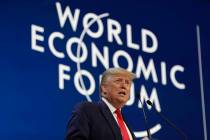 President Donald Trump delivers the opening remarks at the World Economic Forum, Tuesday, Jan. ...