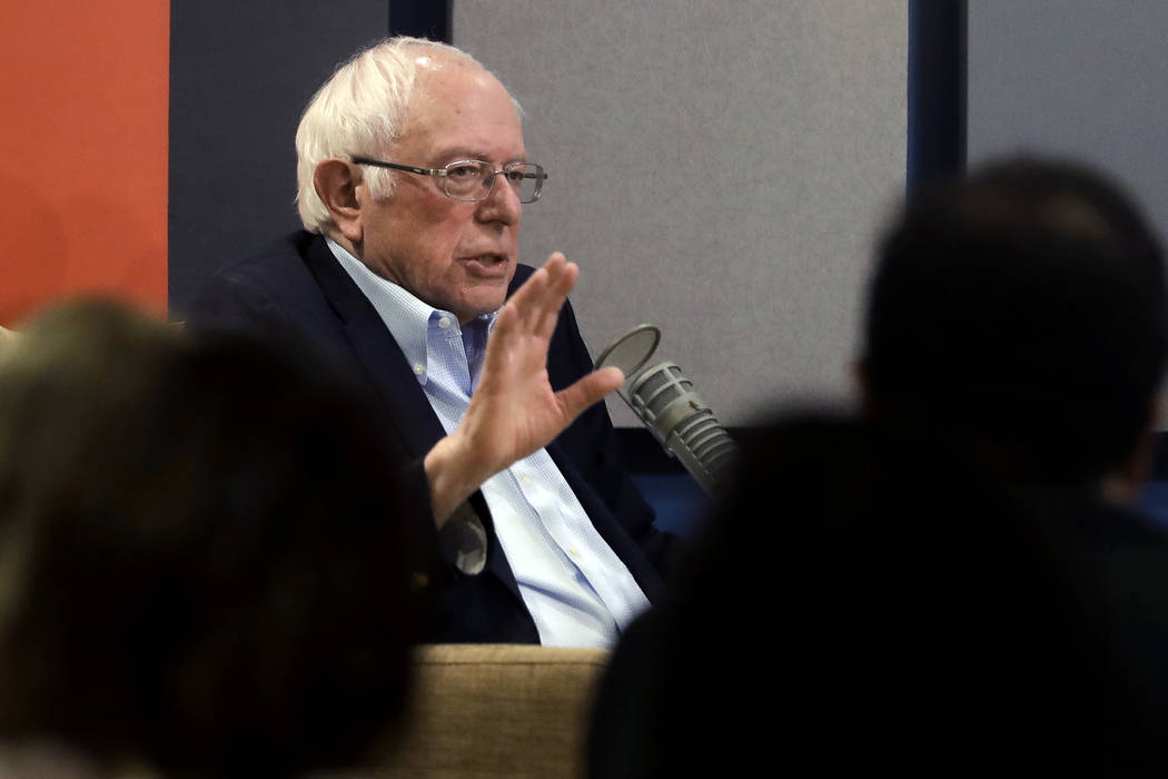 Democratic presidential candidate Sen. Bernie Sanders, I-Vt., speaks during a forum broadcast o ...