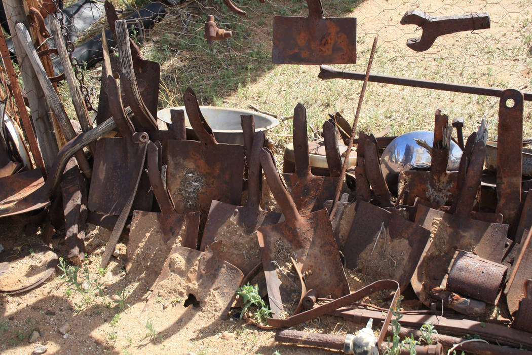 Vulcan City Ghost Town is full of mining artifacts including this display of shovels from days ...