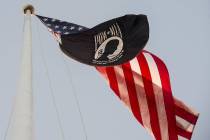 The POW/MIA flag is raised at sunrise at the Pentagon, Sept. 15, 2017. (Air Force Tech. Sgt. Br ...