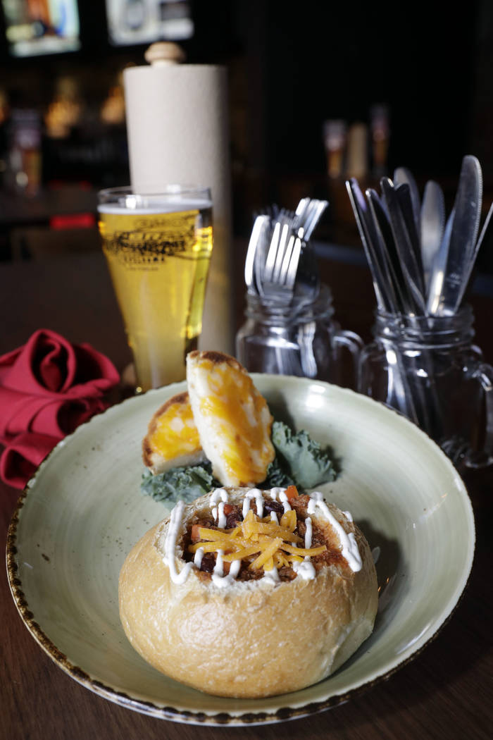 Slow-cooked chili in a bread bowl at PBR Rock Bar. (PBR Rock Bar)