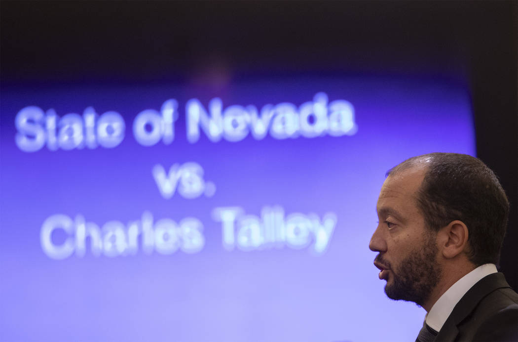 Chief Deputy District Attorney Christopher Hamner speaks during Charles Talley Jr.'s trial at t ...
