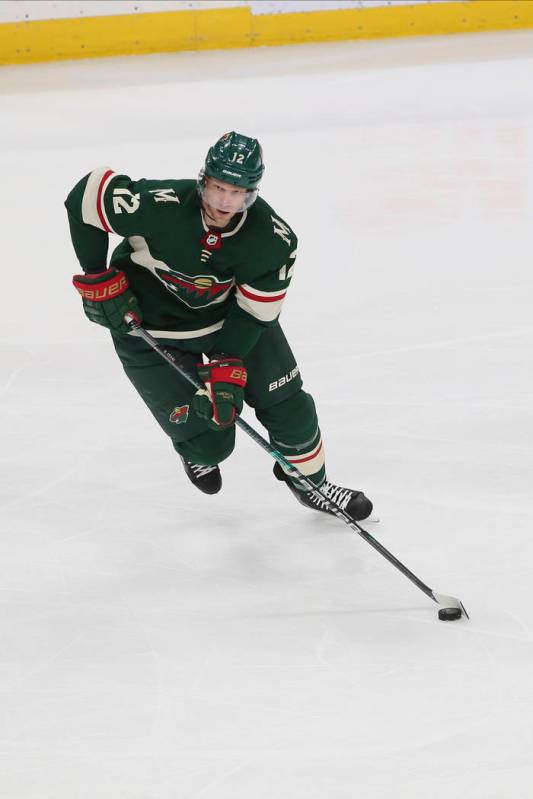 Minnesota Wild's Eric Staal plays in an NHL hockey game against the Detroit Red Wings Wednesday ...