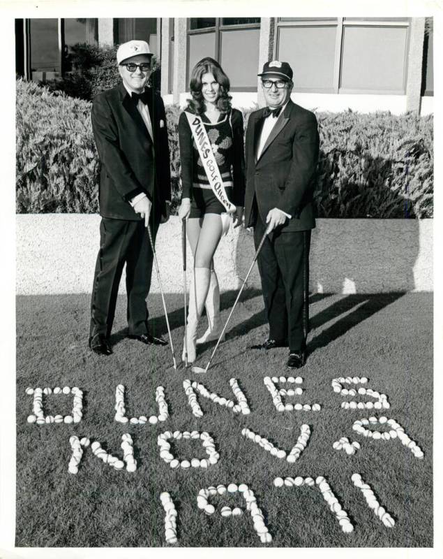 This photo, from Nov. 9, 1971, is captioned "Men in tuxedos and golf queen," and that probably ...