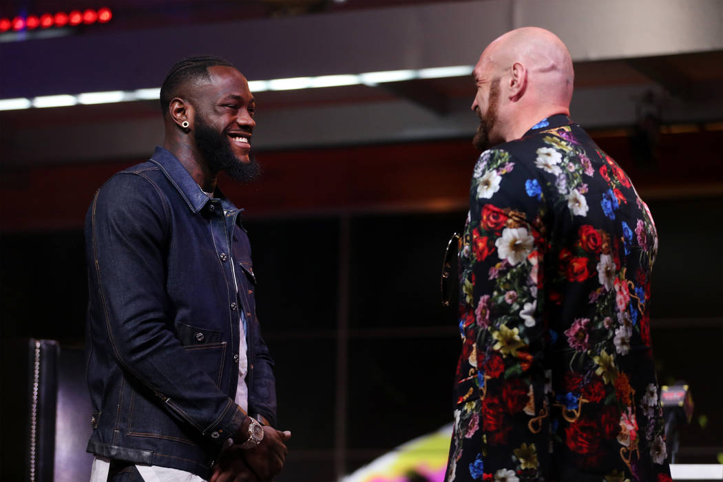 Deontay "The Bronze Bomber" Wilder, left, and Tyson "The Gypsy King" Fury, ...