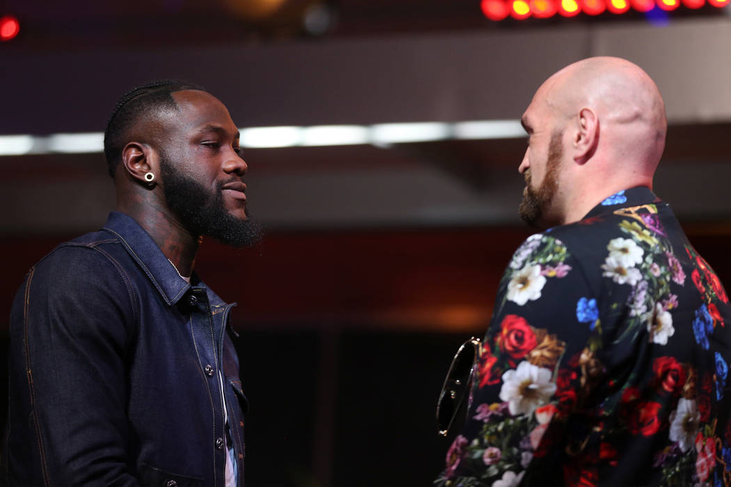 Deontay "The Bronze Bomber" Wilder, left, and Tyson "The Gypsy King" Fury, ...