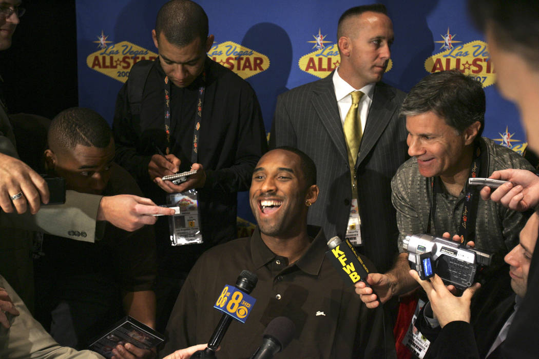 Western Conference NBA player Kobe Bryant during media interviews Friday, February 16, 2007 at ...