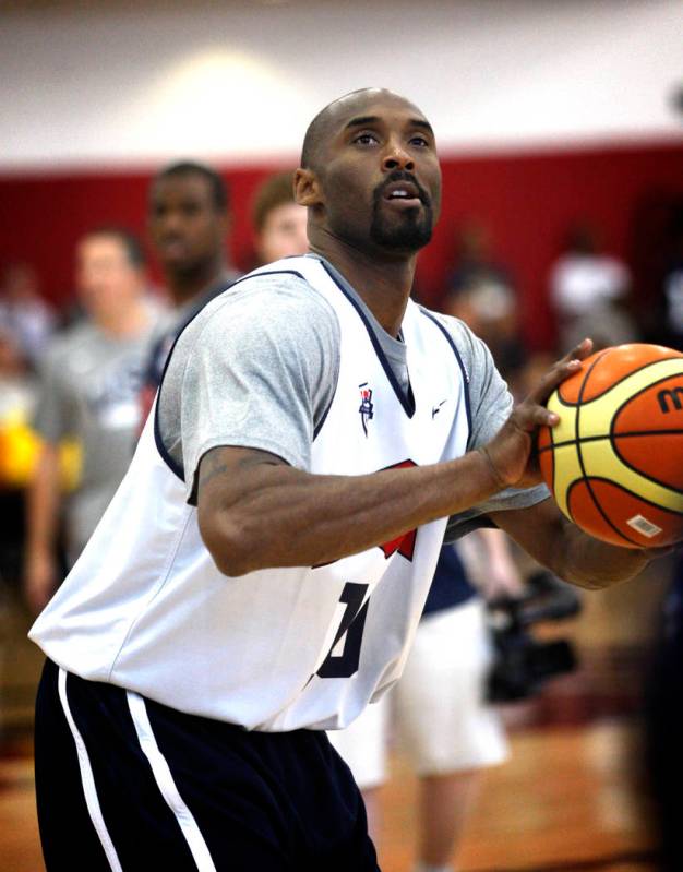 2012 USA Basketball Men's National Team player Kobe Bryant shoots during practice at the Menden ...